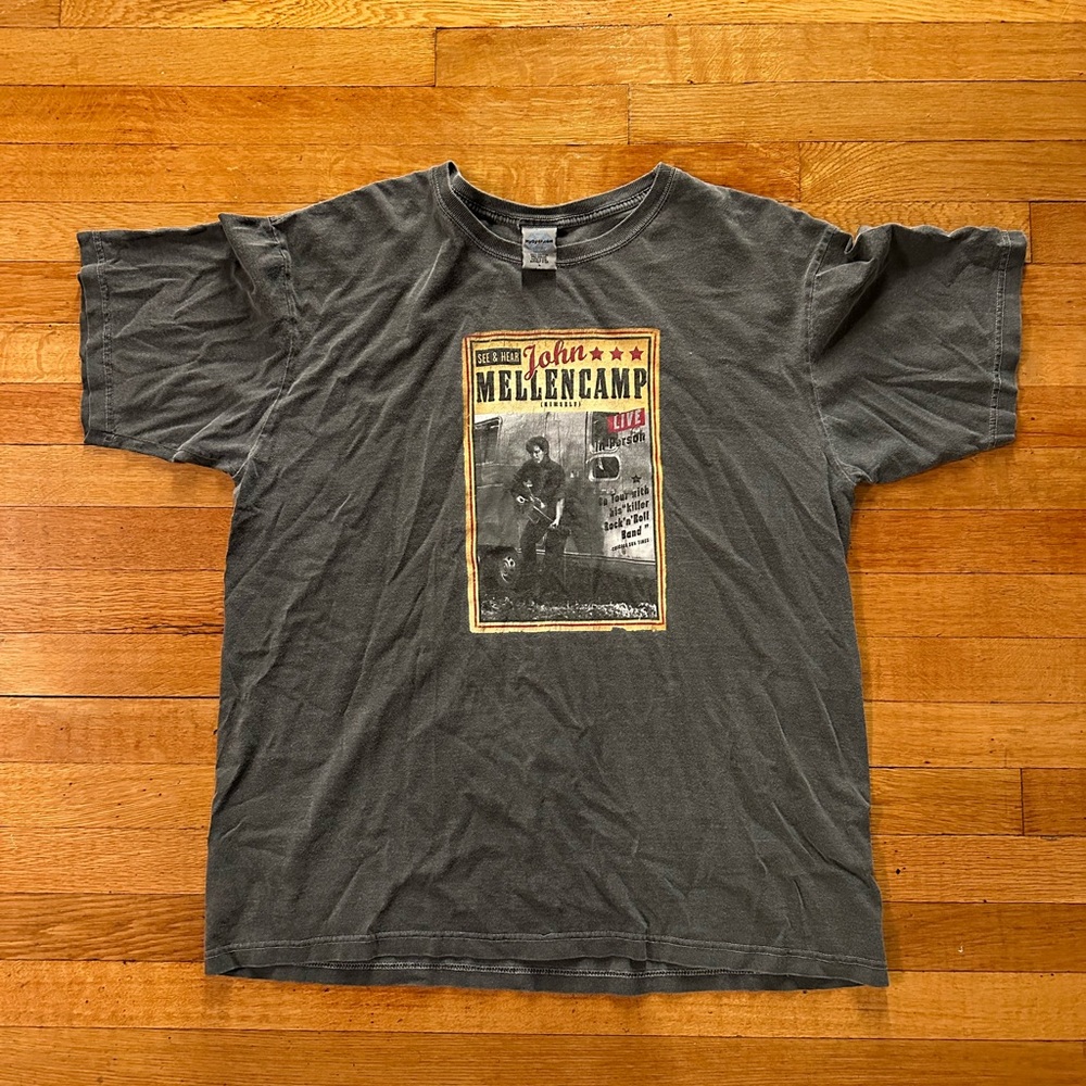 Vintage Y2K John Mellencamp Tour Tee Size Large Faded Grey VTG Merch Live
